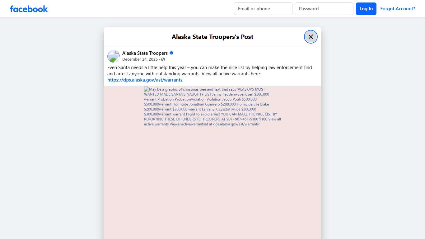 Even Santa needs a little help... - Alaska State Troopers Facebook