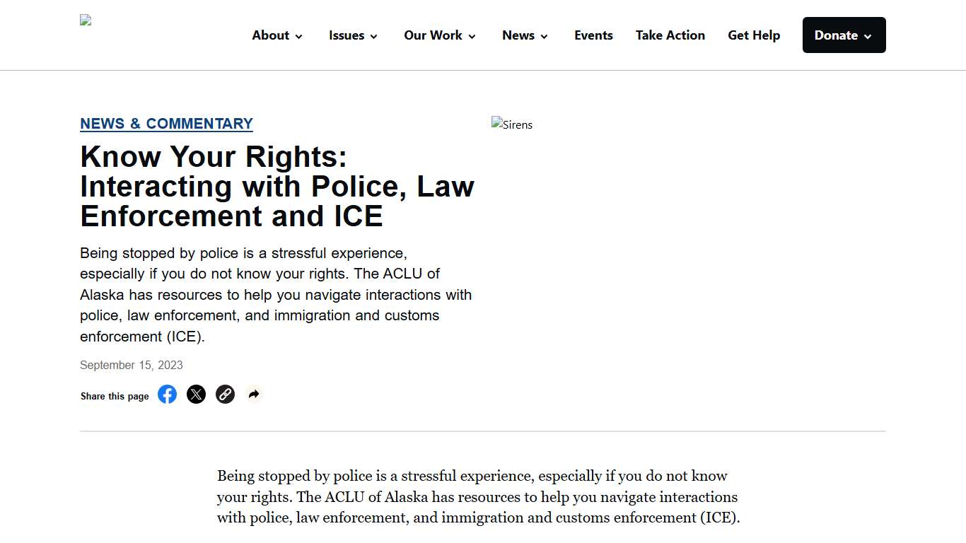Know Your Rights: Interacting with Police, Law Enforcement and ICE - ACLU of Alaska